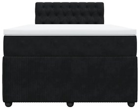 Cama boxspring com colchão 120x200 cm veludo preto