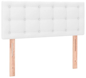 Cama box spring c/colchão/LED 120x200cm couro artificial branco