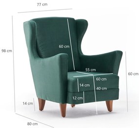 Cadeira Wing Lola – Verde – 77 cm x 98 cm x 80 cm