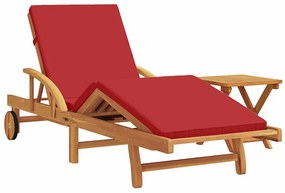 Espreguiçadeira do Sol com Almofada e Mesa em Madeira Sólida de Acácia