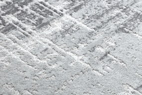 Tapete MEFE moderno  Circulo 8722 Linhas vintage - Structural dois níveis de lã cinza cinzento / branco