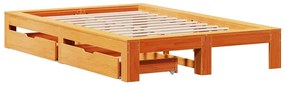 Cama sem colchão 120x190 cm madeira pinho maciça castanho-mel