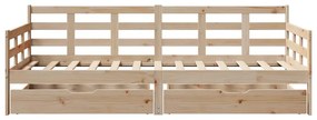 Sofá-cama com gavetas 90x200 cm madeira de pinho maciça