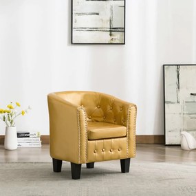 vidaXL Poltrona em couro artificial dourado brilhante