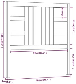 Cabeceira de cama 106x4x100 cm pinho maciço cinzento