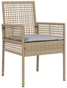 Conjunto de Jantar de Jardim de 9 Peças com Cushions Bege Rattan Poli