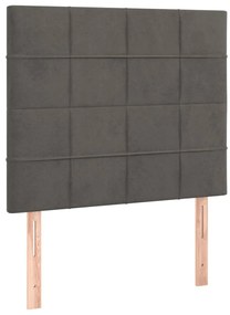 Cama com molas/colchão 100x200 cm veludo cinza-escuro