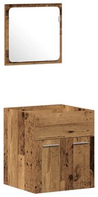 Conjunto de Móveis para Casa de Banho 3 Peças Madeira Antiga