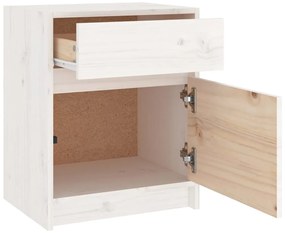 Mesa de cabeceira 40x31x50 cm madeira de pinho maciça branco