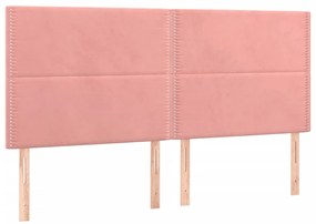 Estrutura de cama c/ cabeceira 160x200 cm veludo rosa