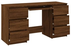 Secretária Luxes com 6 Gavetas de 140 cm - Castanho - Design Moderno