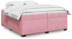 vidaXL Cama com molas/colchão 200x200 cm veludo rosa