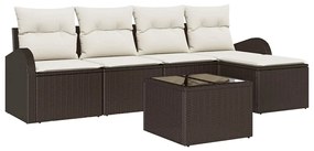 Conjunto de Sofás de Jardim de 5 Peças com Almofadas Cinza Vime de Pol