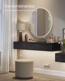 Conjunto de 2 mesas de cabeçeira com luz LED suspensas de parede em 35 x 40 x 18 cm preto