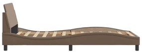 Estrutura cama cabeceira 100x200 cm couro artificial cappuccino