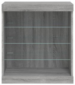 Aparador com luzes LED 60,5x37x67 cm cinzento sonoma