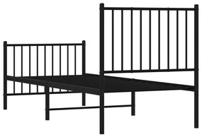 Estrutura de cama com cabeceira e pés 75x190 cm metal preto