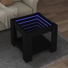 vidaXL Mesa de centro c/ LEDs 53x53x45 cm derivados de madeira preto