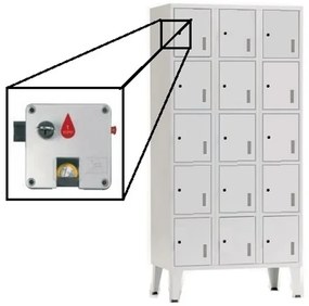 Cacifos Metálicos Triplo Cinza 15 Cacifos 1900x900x500mm Moeda