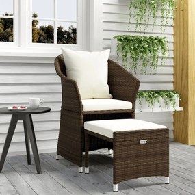 vidaXL 2 pcs conjunto lounge de jardim c/ almofadões vime PE castanho