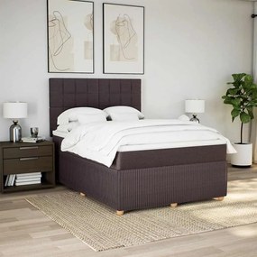 Cama com molas/colchão 160x200 cm tecido castanho-escuro