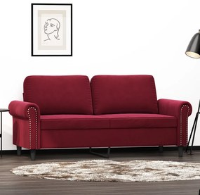 vidaXL Sofá de 2 lugares veludo 140 cm vermelho tinto