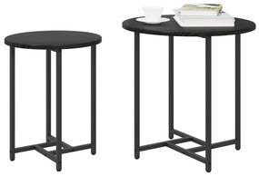 Conjunto de Mesas de Apoio 2 pcs em Madeira de Carvalho Preto e Metal