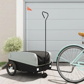 vidaXL Reboque para bicicleta 45 kg ferro preto e cinza