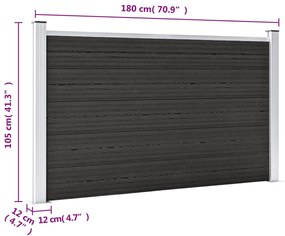 Painel de vedação para jardim 180x105 cm WPC cinzento
