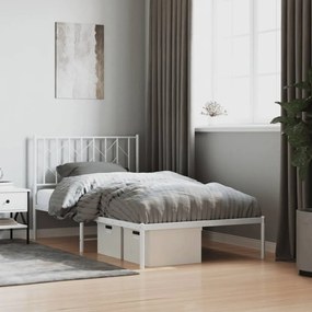 Estrutura de cama com cabeceira 100x200 cm metal branco