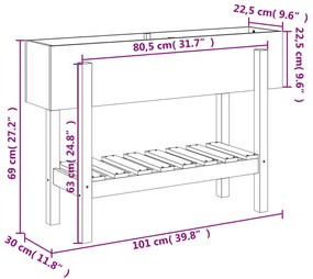 Canteiro elevado de jardim 101x30x69 cm pinho maciço branco