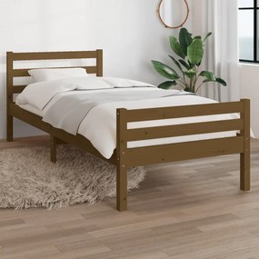 Estrutura cama pequena solteiro 75x190 cm madeira castanho mel