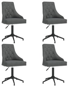 vidaXL Cadeiras de jantar giratórias 4 pcs veludo cinzento-escuro