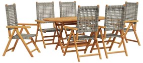 vidaXL Conjunto de Jantar para Jardim 7 pcs Cinzeto