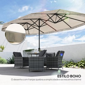 Chapéu de Sol Duplo 4,5x2,65 m Chapéu de Sol para Exterior com Manivel