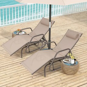 Espreguiçadeira de jardim com baloiço, braços e travesseiro cadeira de balanço encosto ajustável estrutura de metal para piscina de praia 177 x 70 x 1