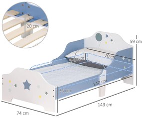 Cama Infantil "Estrelinha" – 143x74x59 cm – Azul e Branco