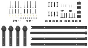 Kit de ferragens para porta deslizante 200 cm aço preto