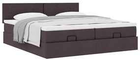Estrutura de cama otomana com colchões tecido castanho escuro