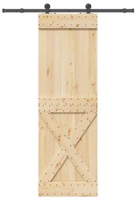 vidaXL Porta de correr com ferragens 70x210 cm madeira de pinho maciça