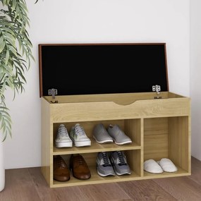 vidaXL Banco sapateira + almofadão 80x30x47cm contrap. carvalho sonoma
