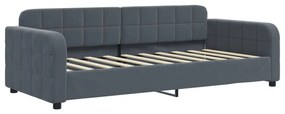 Sofá-cama c/ gavetão e colchões 90x190cm veludo cinzento-escuro