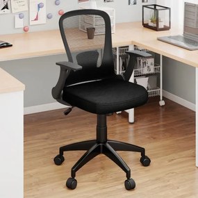 Cadeira de escritório ergonómica em malha com encosto ajustável e braços rebatíveis para escritório 62 x 54 x 94-104 cm Preto