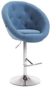 Banco de bar London em tecido e com estrutura cromada 65 x 107-128 x 57 cm Azul