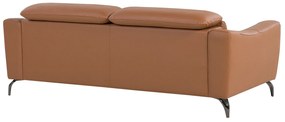 Sofá reclinável de 3 lugares em pele castanha dourada NARWIK Beliani