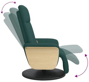 Cadeira massagens reclinável c/ apoio pés tecido verde-escuro