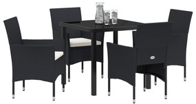 Conjunto de Jantar de Jardim 5 Peças Preto Rattan Polietileno