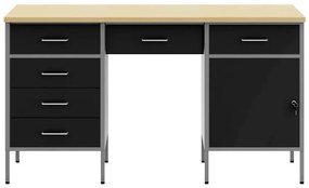 Conjunto de Mesa e Armário de Trabalho VidaXL 3 Peças Preto em Madeira