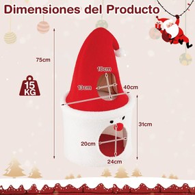 Cama para gatos com desenho de Árvore de Natal moderna e bonita 75 cm Vermelho+Branco