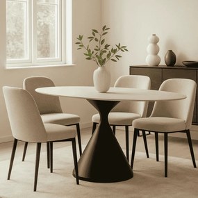 MESA DE JANTAR 180X90X73 CM  MDF e FERRO CREME E PRETO
